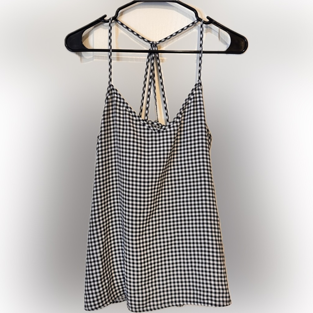 Abercrombie & Fitch Black White Gingham Strappy Cami Tank Women’s Size Medium